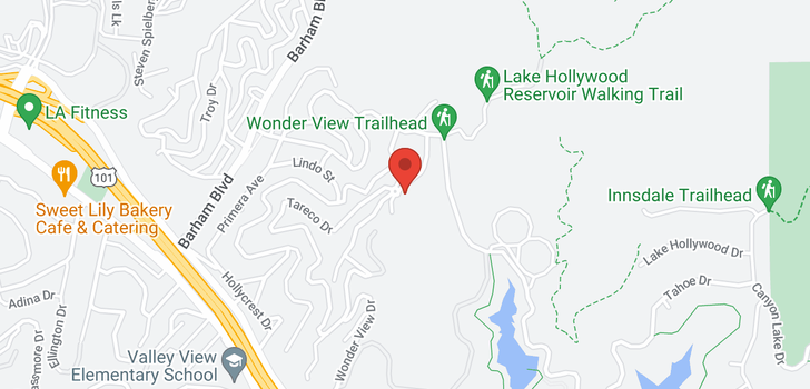 map of 3446 Wonder View Los Angeles, CA 90068